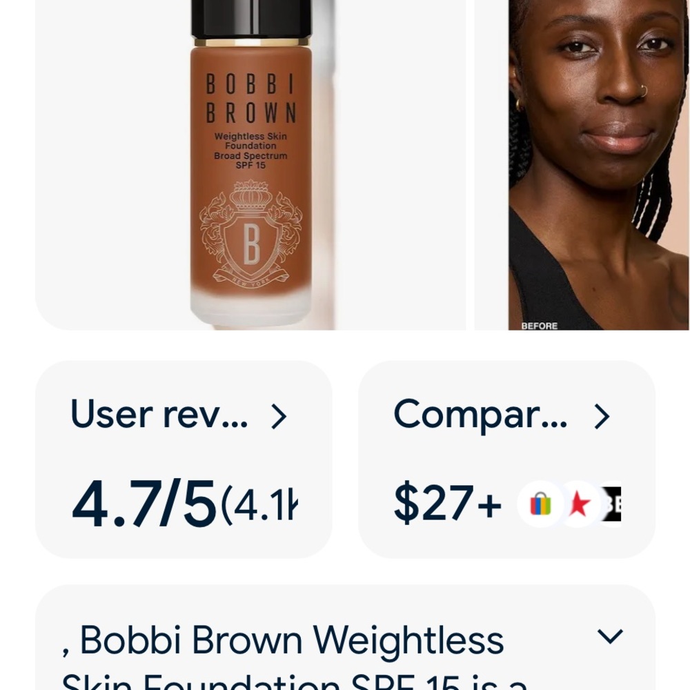 Bobbi Brown Weightless Skin Foundation - Tan - Picture 3 of 4
